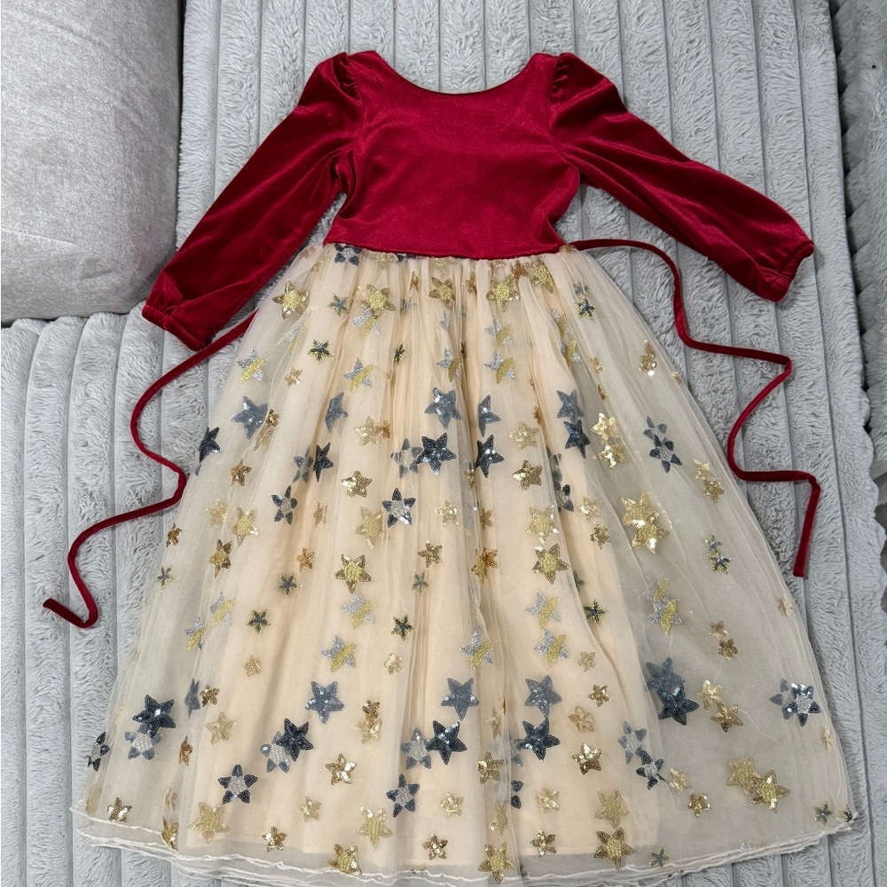 Elegant Red and Gold Starry Kids Costume